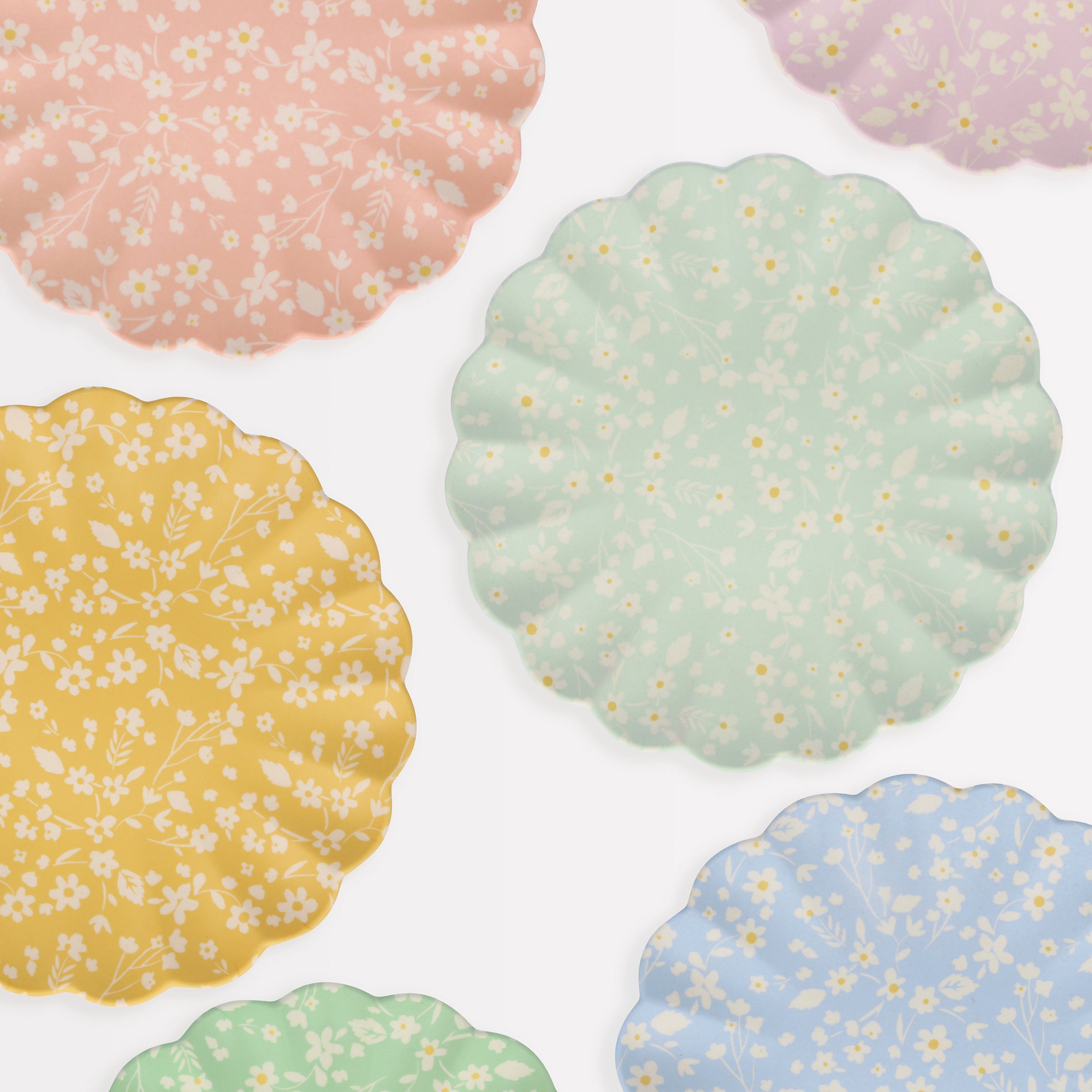 Floral Reusable Bamboo Large Plates, Set of 6